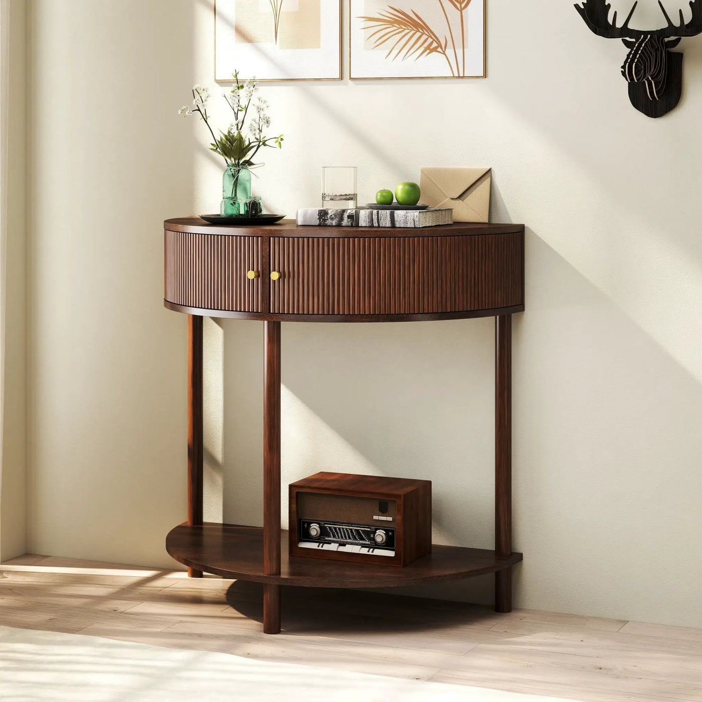 Demi Lune Console Table With 2 Storage Drawers by HouseOfZazla