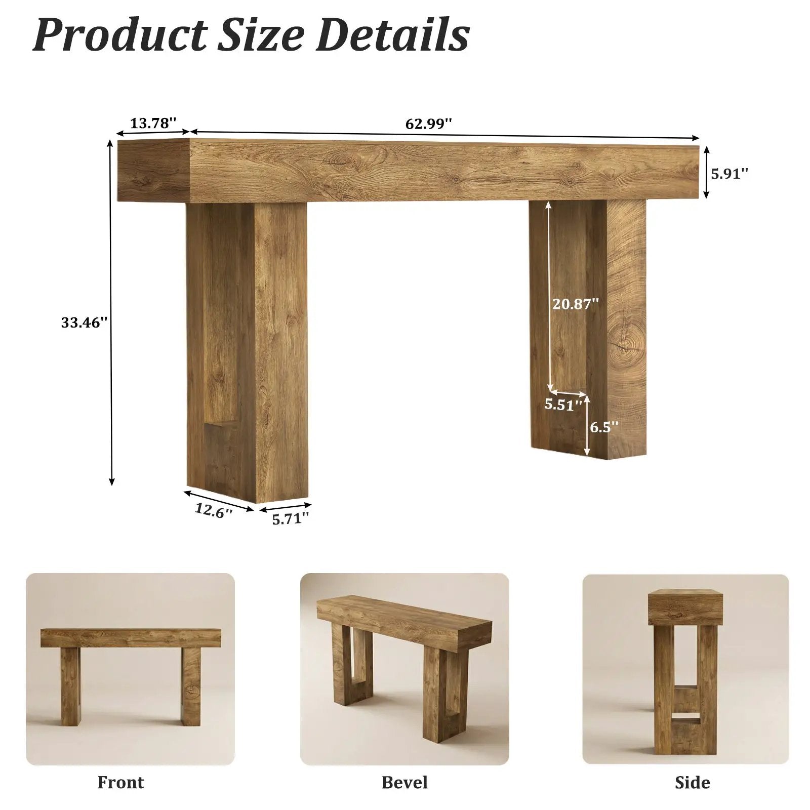 63" Long Console Table, Farmhouse Entryway Table with Storage by HouseOfZazla