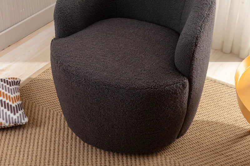 Teddy Fabric Swivel Accent Armchair Barrel Chair With Powder Coating Metal Ring by Unique Piece Furniture