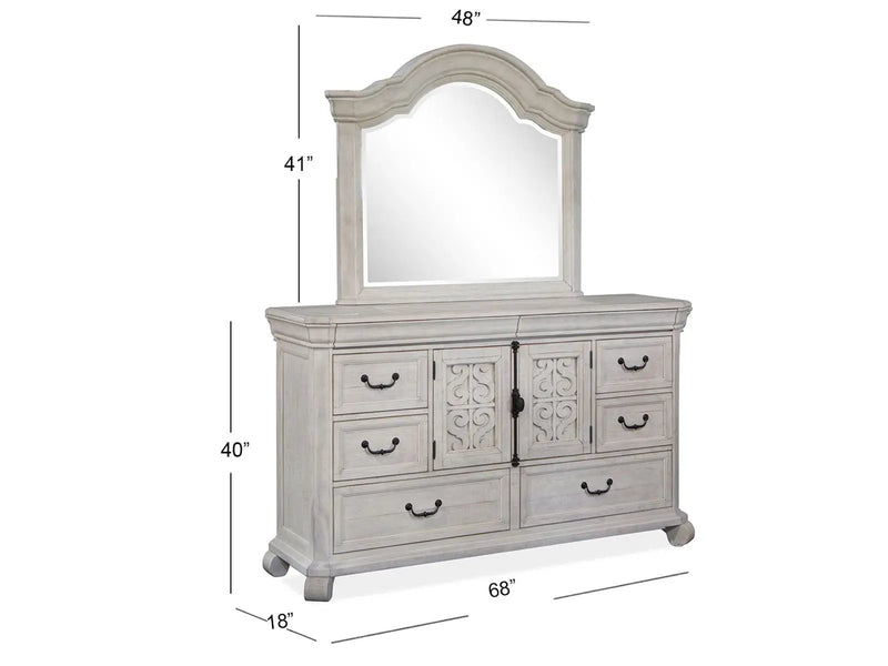 Bronwyn - Drawer Dresser With Shaped Mirror - Alabaster, photo 5 of 7