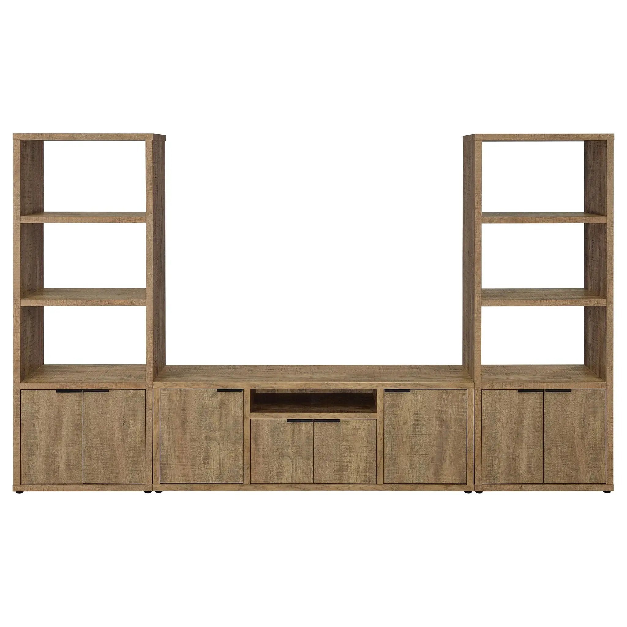 Noriega - 3 Piece TV Entertainment Center, Open & Concealed Storage - Wood by HouseOfZazla