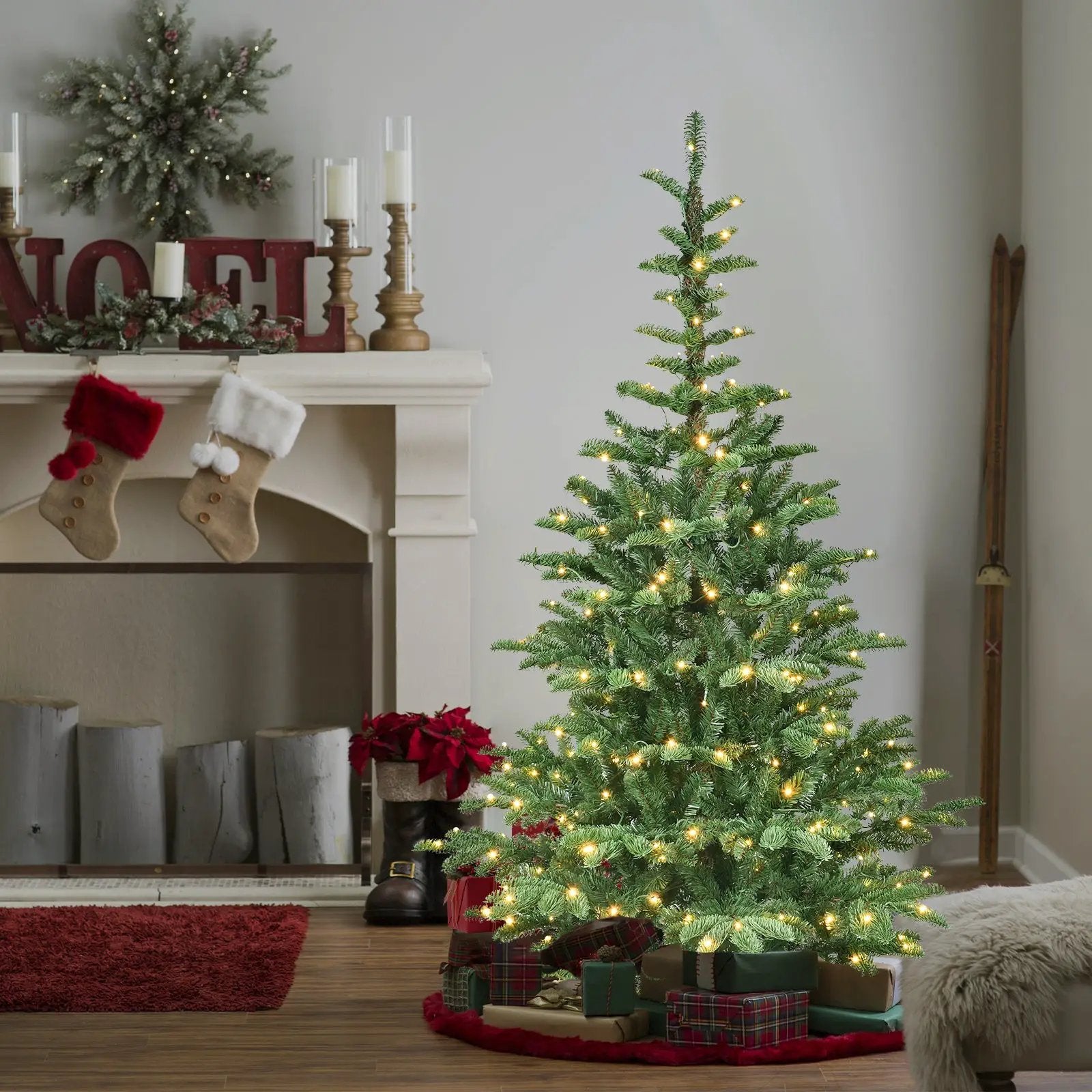 8ft Pre-Lit Christmas Tree with 500 Warm LED Lights by HouseOfZazla