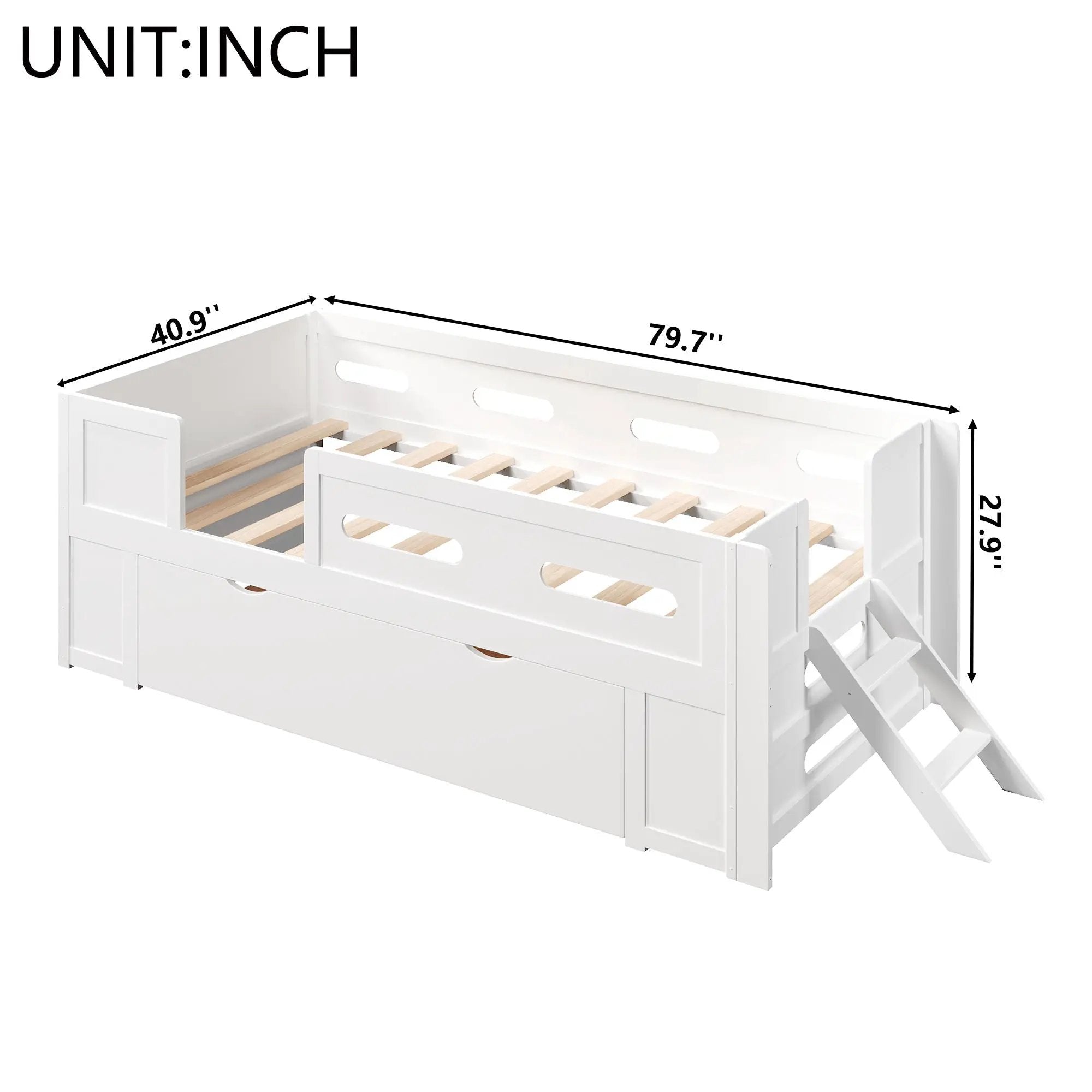Platform Bed With Guardrail And Drawer by HouseOfZazla