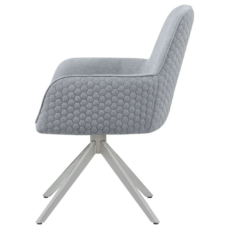 Abby Fabric Upholstered Swivel Dining Arm Chair Light Grey by Unique Piece Furniture