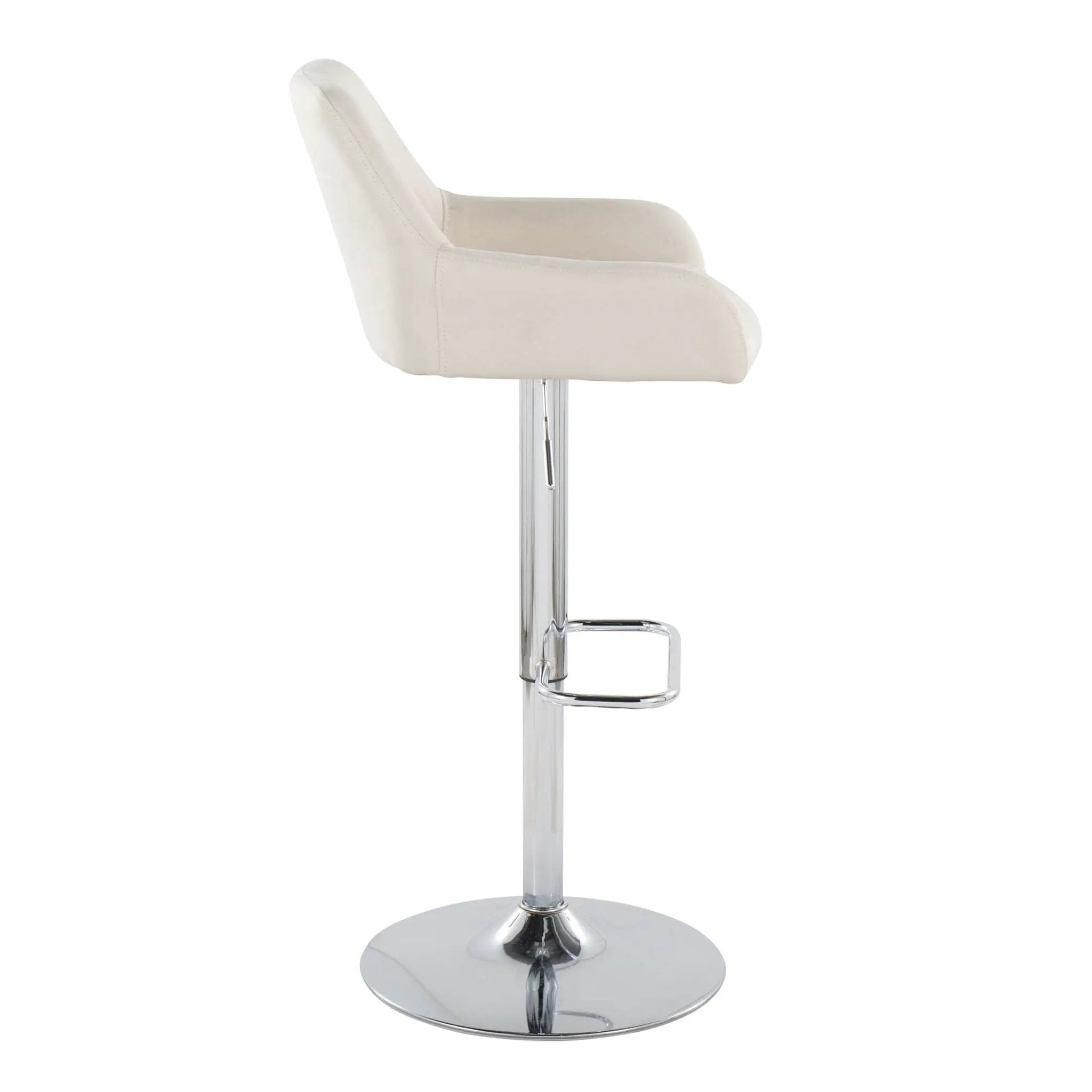 Daniella - Contemporary Adjustable Barstool With Swivel With Rounded Rectangle Footrest (Set of 2) by HouseOfZazla