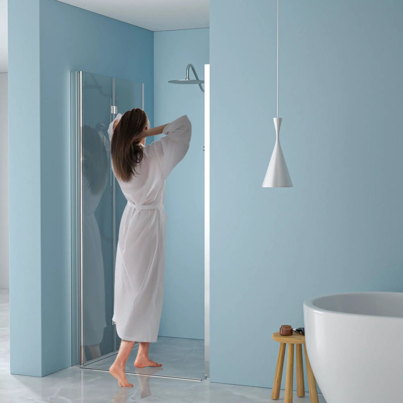 Fold Frameless Shower Door With Tempered Glass by HouseOfZazla