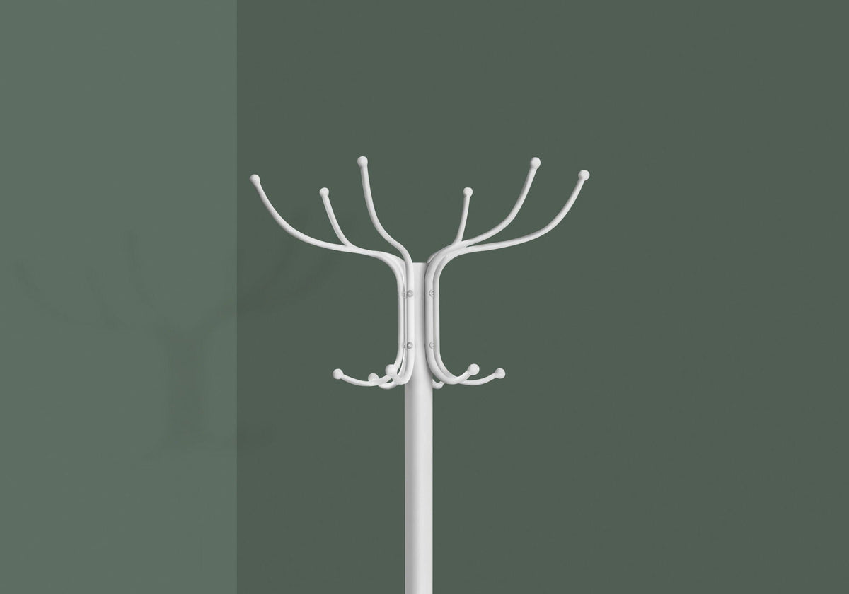 Metal Coat Rack Hall Tree with 12 Hooks and Umbrella Holder - Black or White, photo 7 of 8