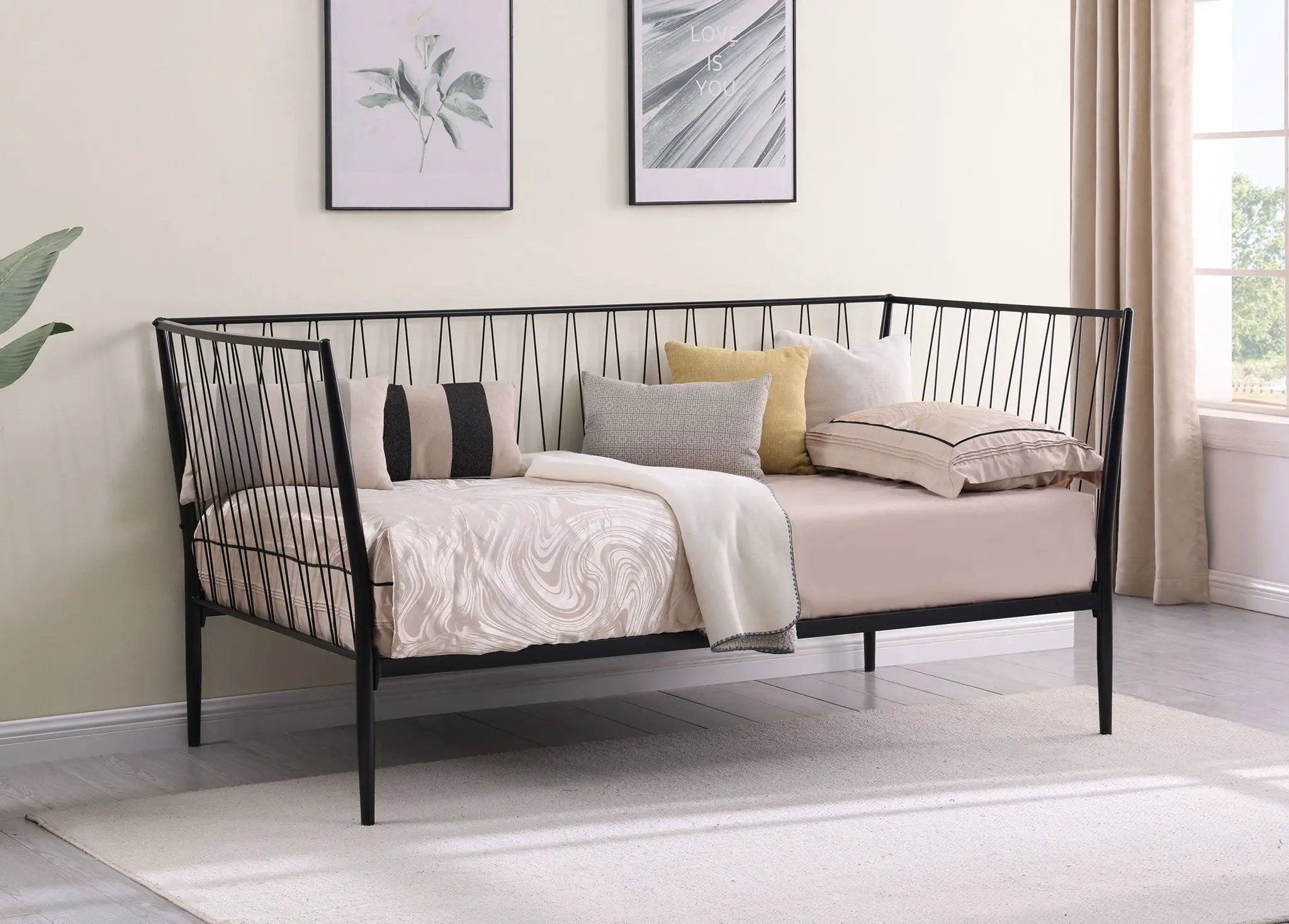 Richland Metal Twin Daybed Bed Frame Matte Black by Unique Piece Furniture
