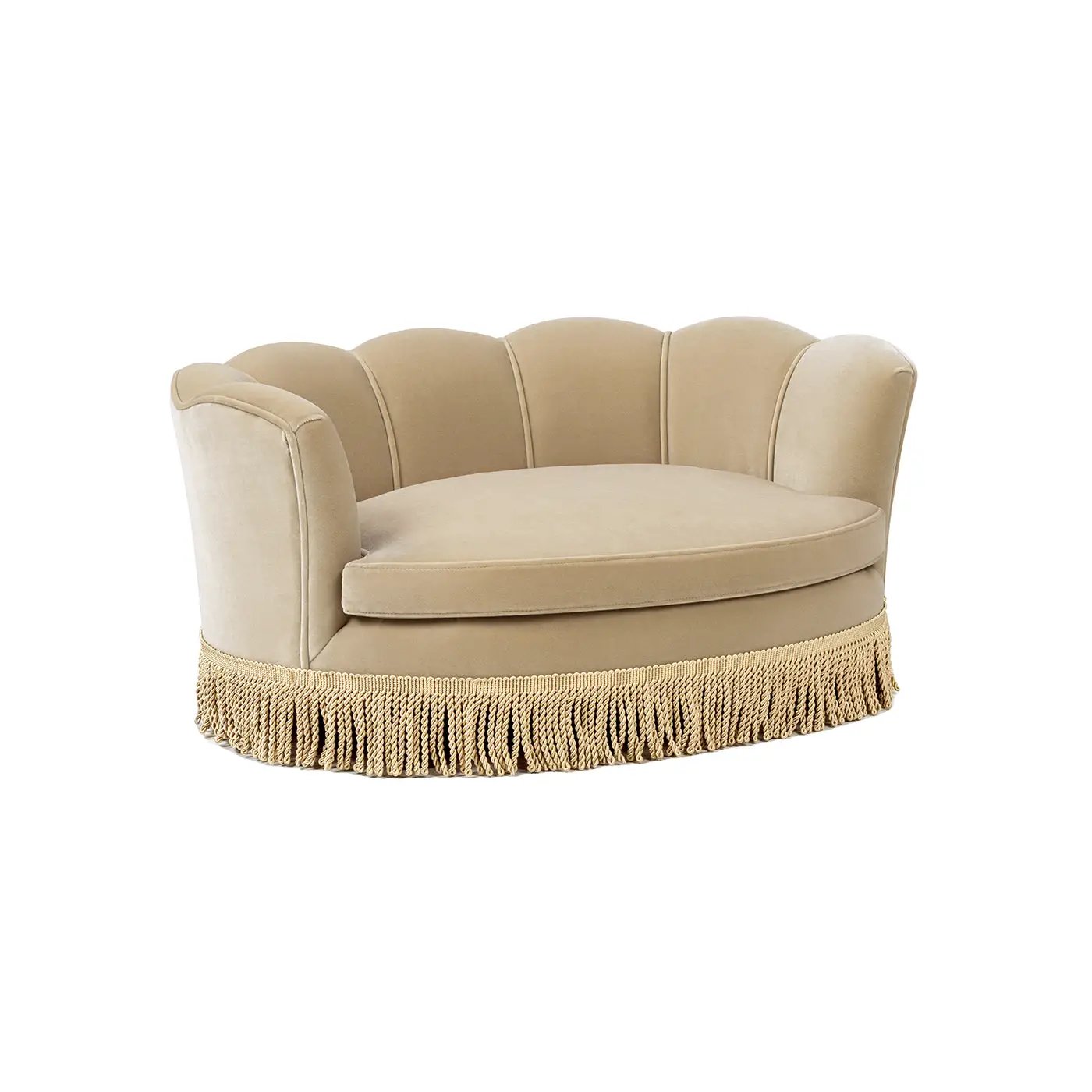 Clara 34.5" Scalloped Pet Sofa Bed, Medium, Fawn by HouseOfZazla