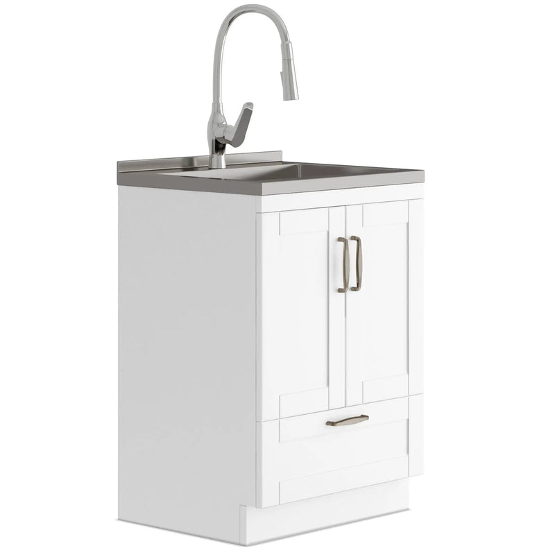 Reed - Deluxe Laundry Cabinet With Pull-Out Faucet And Stainless Steel Sink by HouseOfZazla