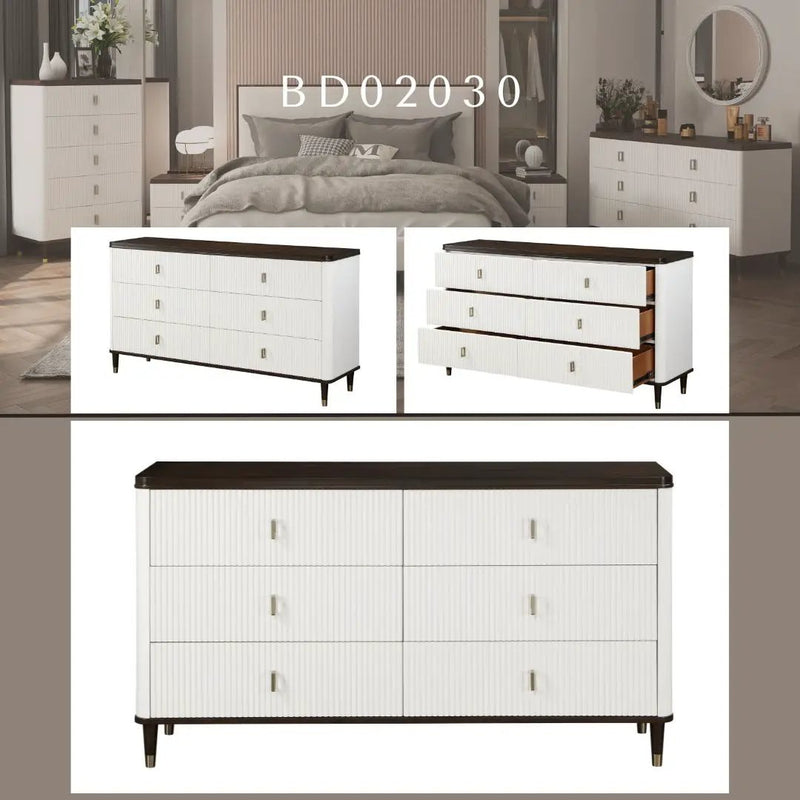 Carena White & Walnut Finish Dresser with Jewerly Tray Latitude Run