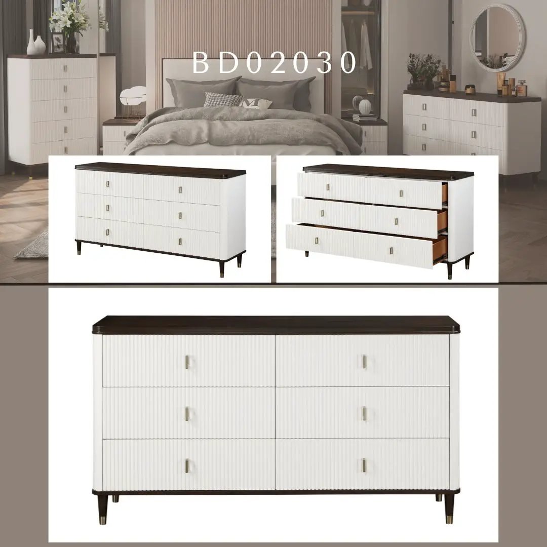 Carena Dresser with Jewelry Tray - White / Walnut by HouseOfZazla