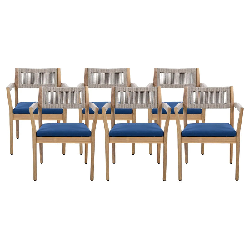 Braided Acacia Wood Outdoor Dining Chairs Set of 4 by HouseOfZazla
