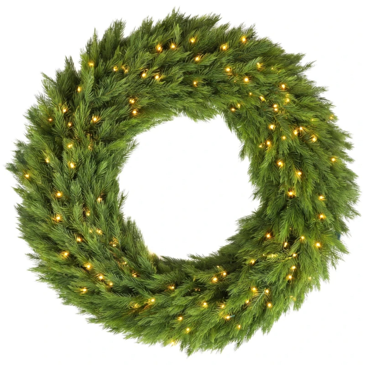 48in Pre-Lit Norwegian Spruce Christmas Wreath with 150 LED Lights - Green, photo 7 of 8