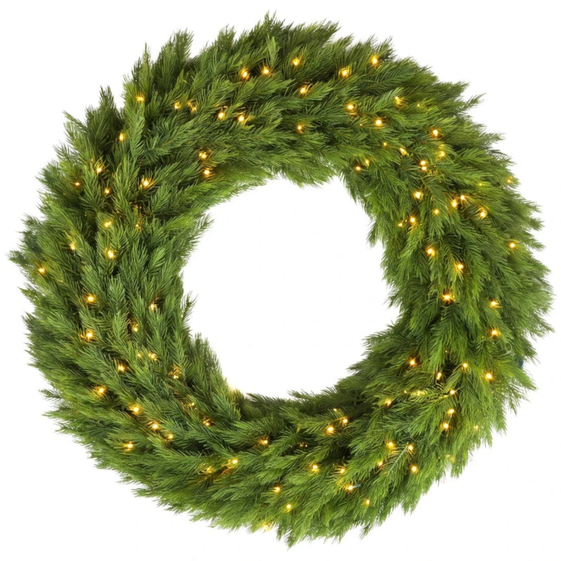 48in Pre-Lit Norwegian Spruce Christmas Wreath with 150 LED Lights - Green, photo 7 of 8