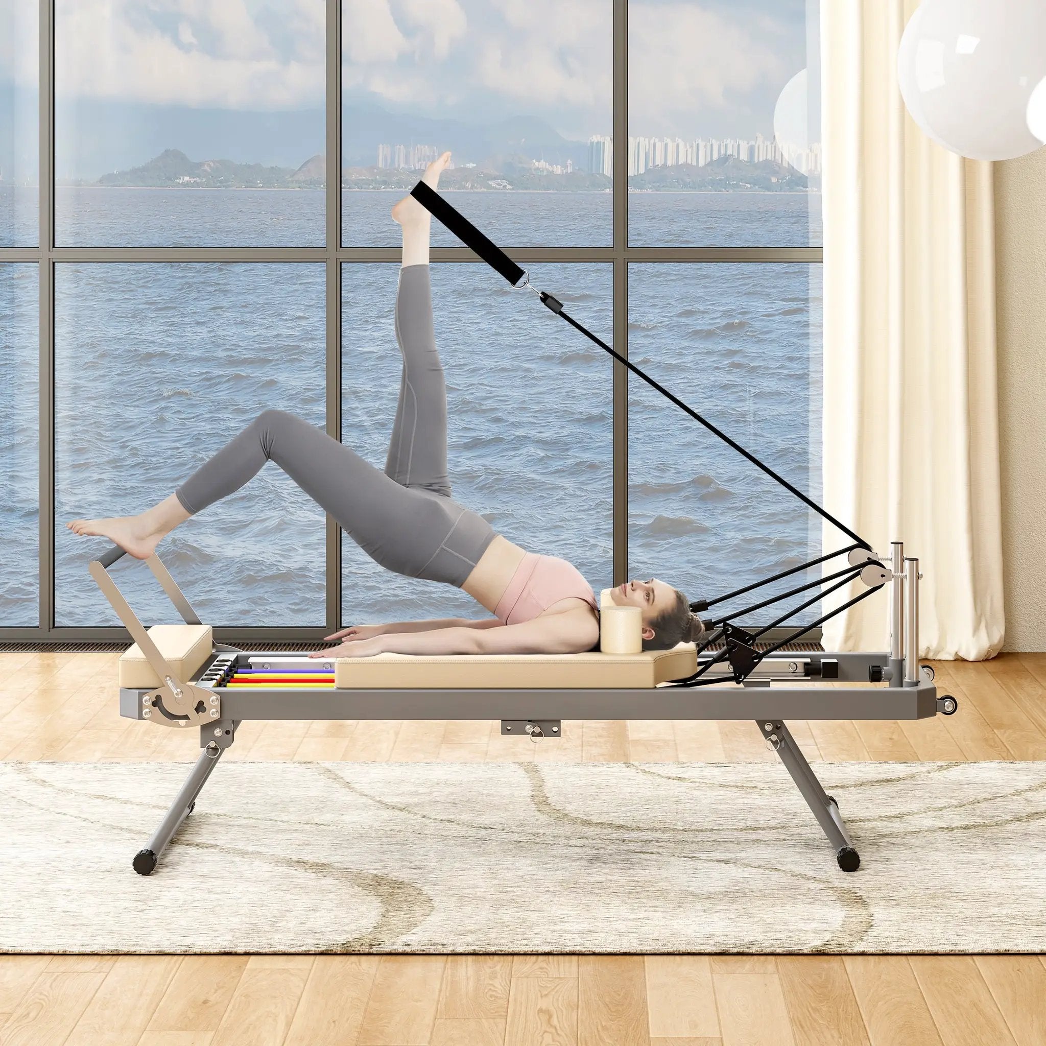 Foldable Pilates Reformer Machine for Home Gym by HouseOfZazla