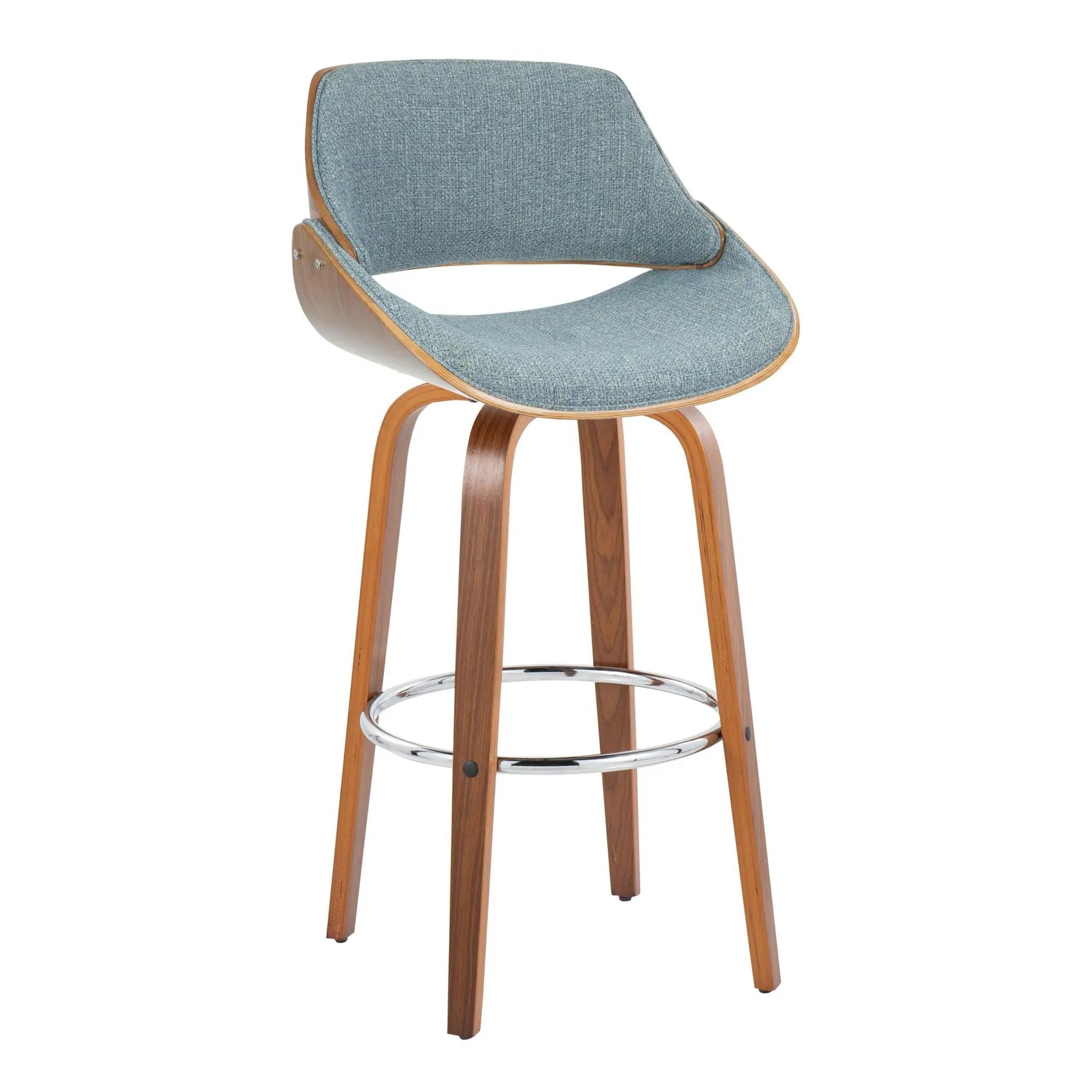 Fabrizzi - Mid Century Modern Fixed Height Barstool With Swivel With Round Footrest (Set of 2) by Unique Piece Furniture