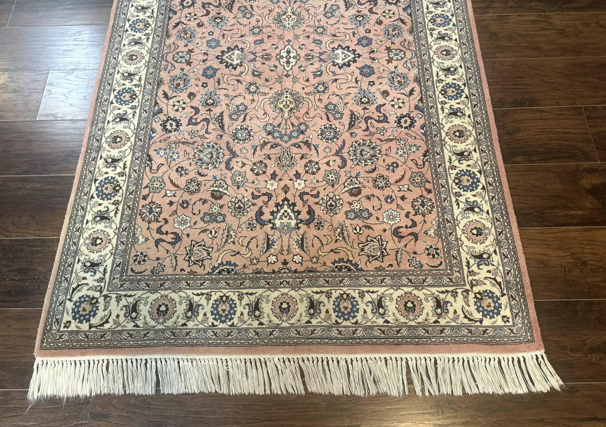 Pak Persian Rug 4x6, Pink and Cream, Very Fine 225 KPSI, Handmade Wool Oriental Carpet by Jewel Rugs
