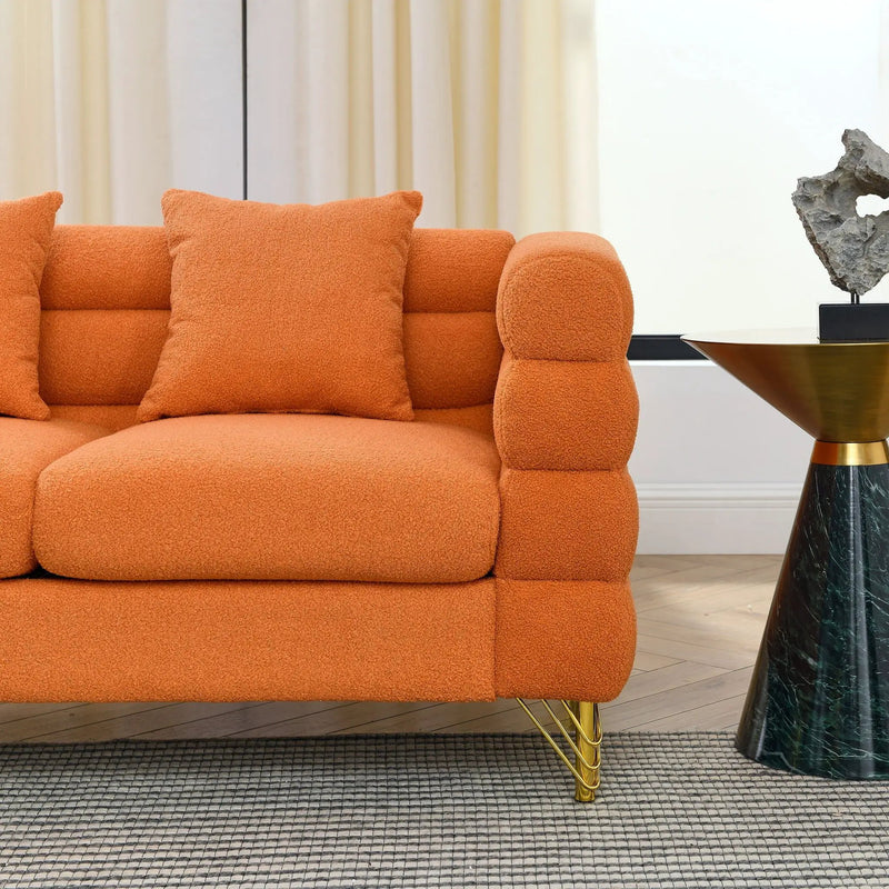 Oversized L - Shaped Corner Sofa, 5 Seater Sectional With 3 Cushions, Living Room Furniture - Orange by HouseOfZazla