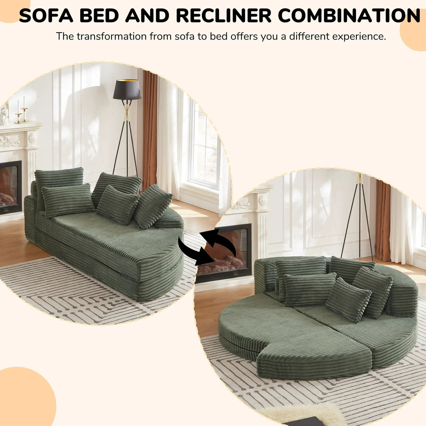 Semi Circular 2 In 1 Sofa Bed With Neck Pillow by HouseOfZazla