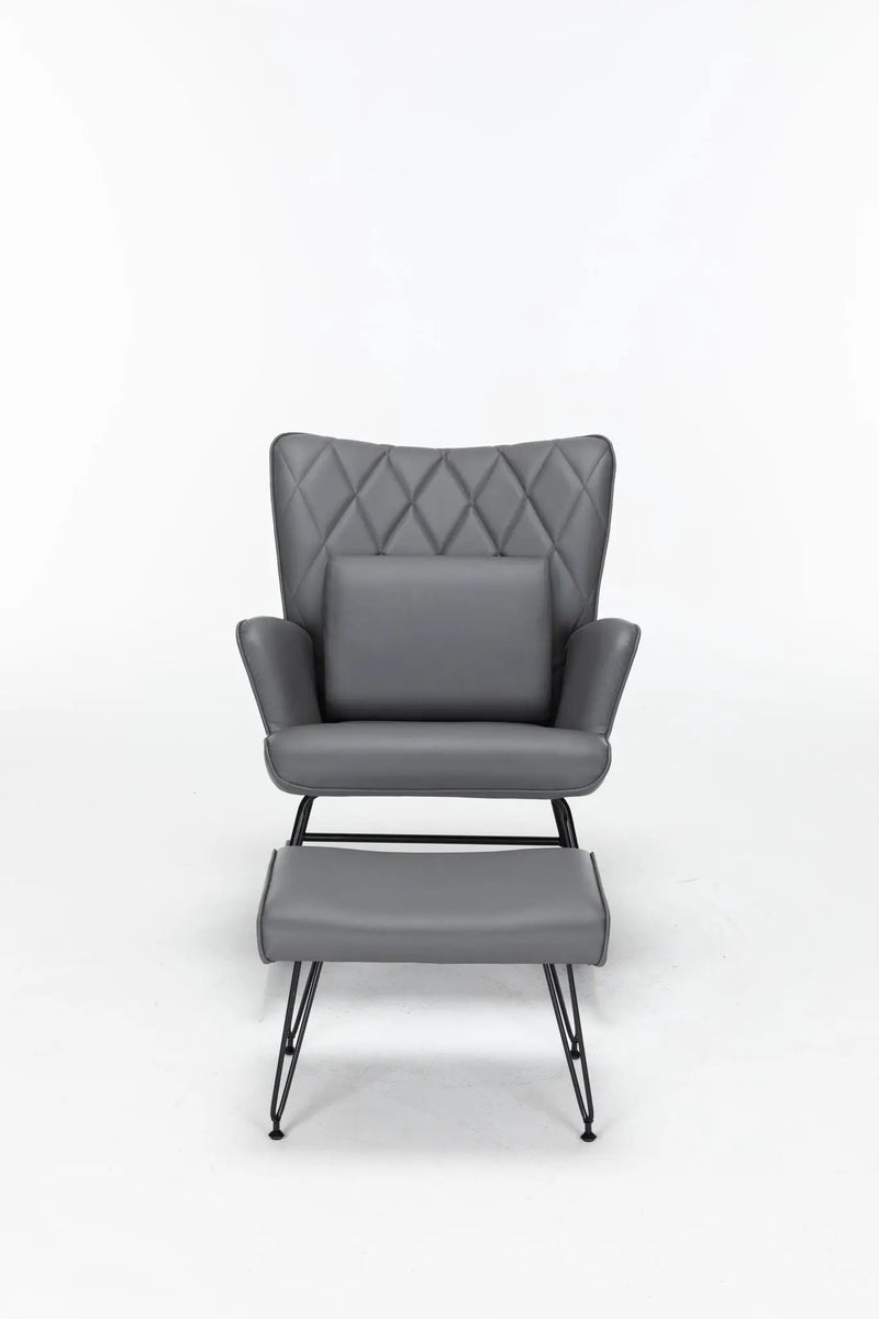 Rocking Accent Chair With Lumbar Pillow And Ottoman by HouseOfZazla
