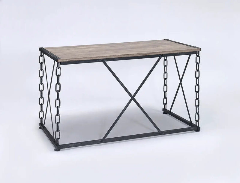 Jodie Console Table Rustic Oak / Antique Black by HouseOfZazla