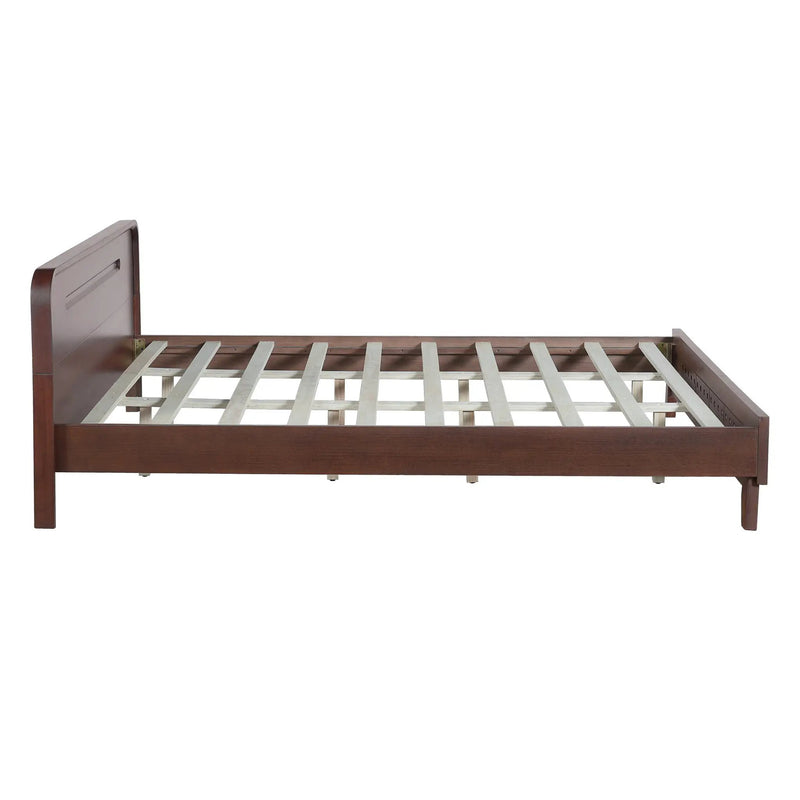 Pine Solid Wood Queen Size Bed, Dark Walnut by HouseOfZazla