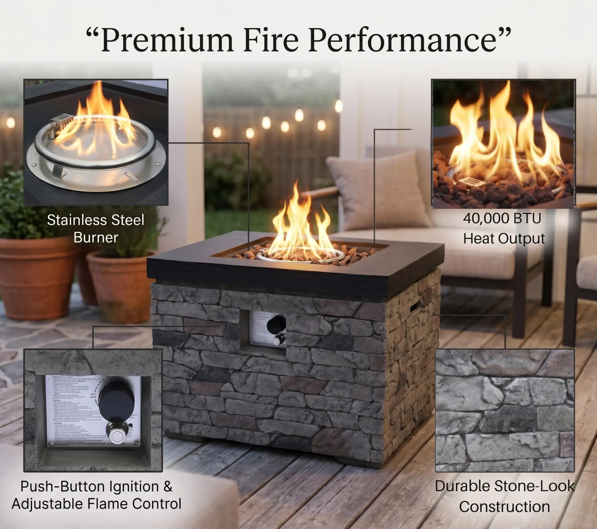 32-Inch Outdoor Fire Pit Table by HouseOfZazla