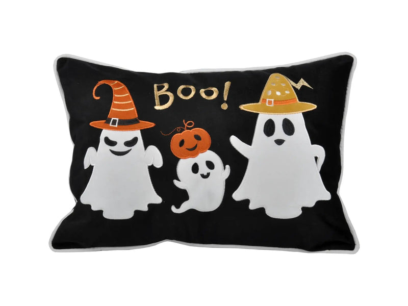 Halloween Boo Ghost Velvet Throw Pillow by HouseOfZazla