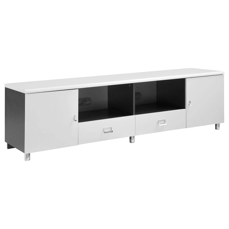 2 Drawer TV With Pulls, Storage Furniture For Living Room - White by HouseOfZazla
