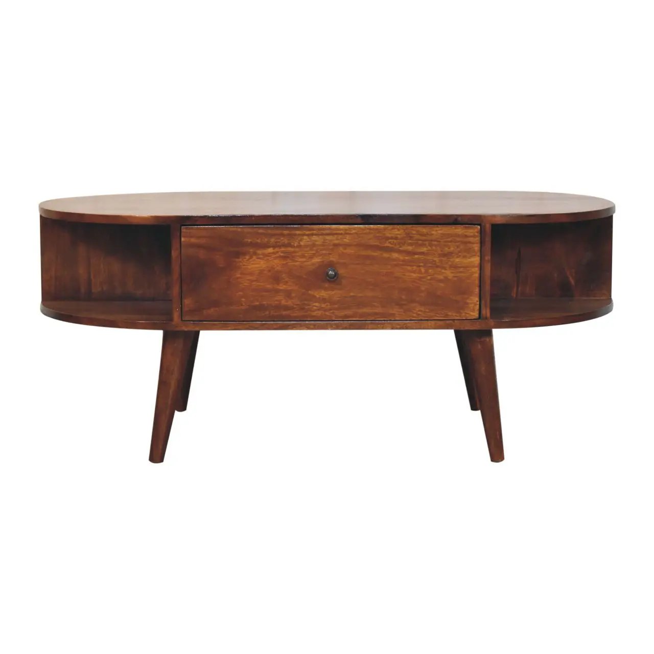 Oval Coffee Table With 1 Drawer - Chestnut by Unique Piece Furniture