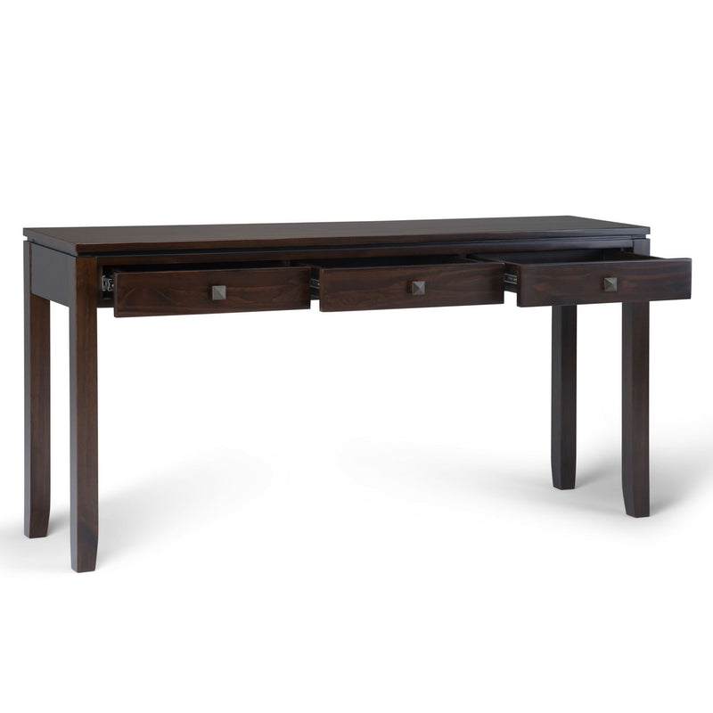 Cosmopolitan Wide Console Sofa Table with Three Drawers - Mahogany Brown, photo 4 of 6