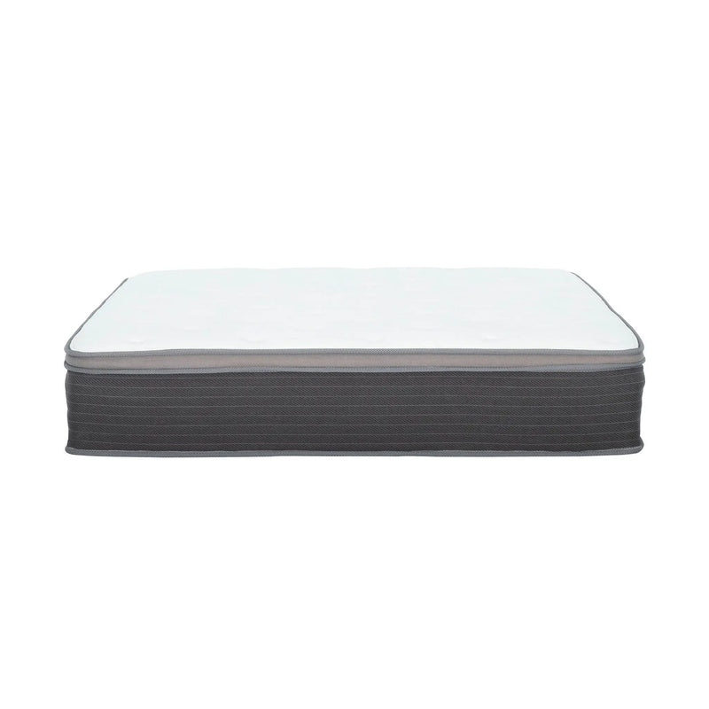 12'' Hybrid Mattress In A Box, Plush Gel Memory Foam Mattress Top With Pocket Coil Base - Gray / White - Queen by Unique Piece Furniture