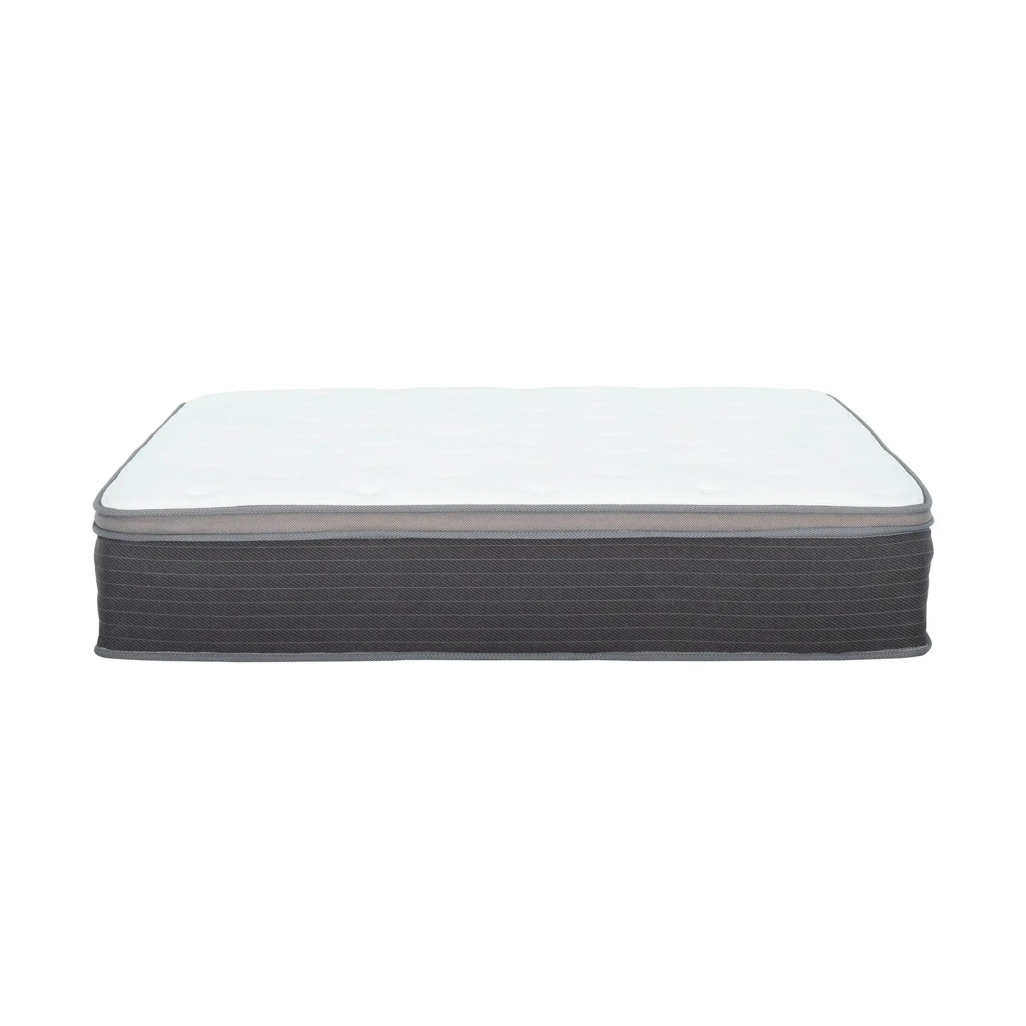 12'' Hybrid Mattress In A Box, Plush Gel Memory Foam Mattress Top With Pocket Coil Base - Gray / White - Queen by HouseOfZazla