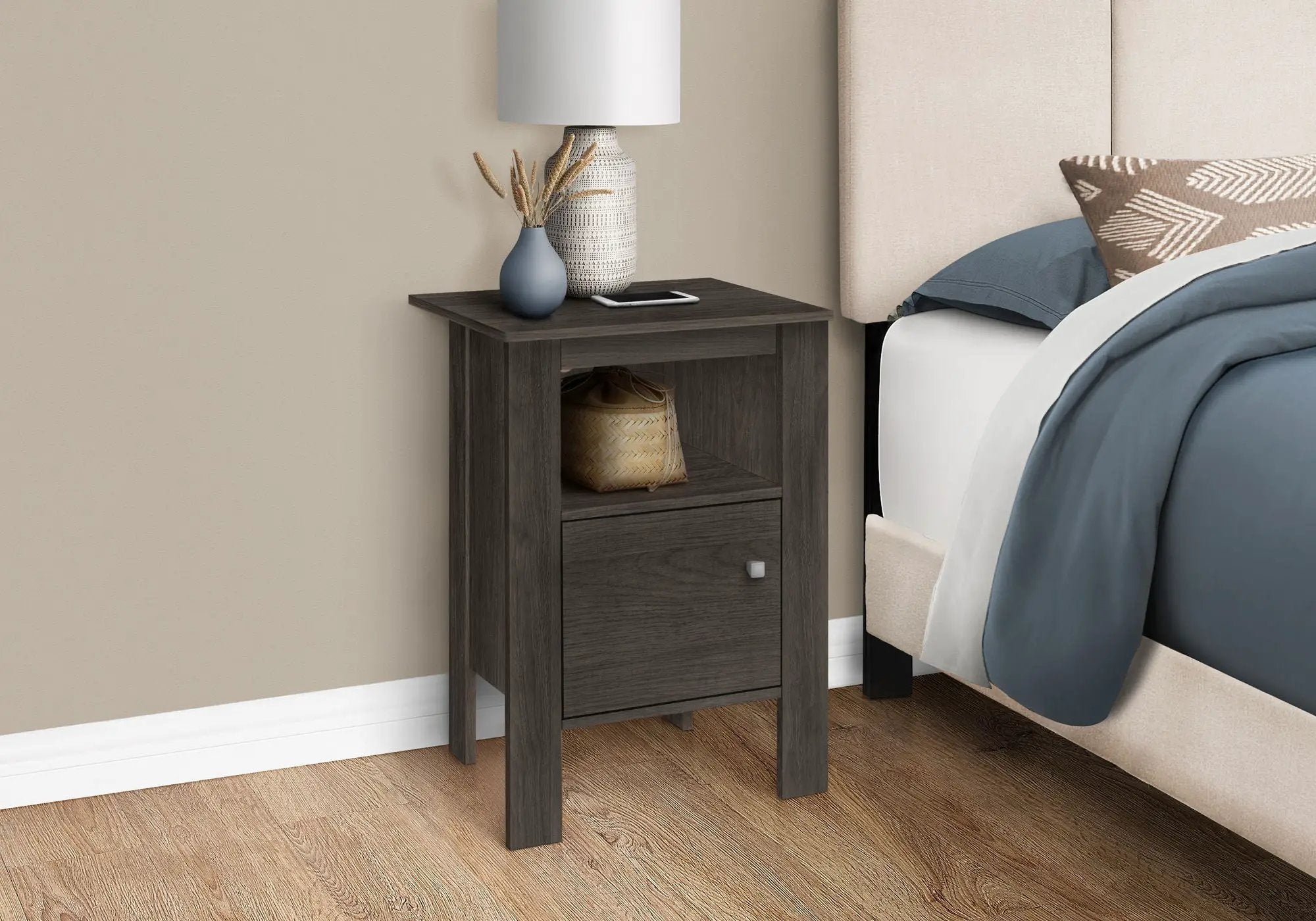 Accent Nightstand Side Table, Storage, Transitional - Oak by HouseOfZazla
