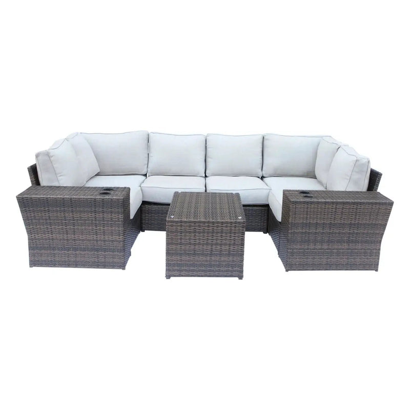 Outdoor Wicker Sectional With Weather Resistant Cushions And Table by Unique Piece Furniture