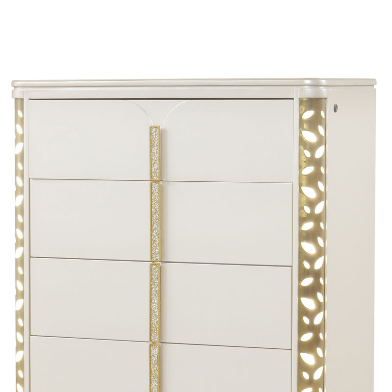 Cinderella - Chest With LED Accents And 5 Storage Drawers - Beige by HouseOfZazla