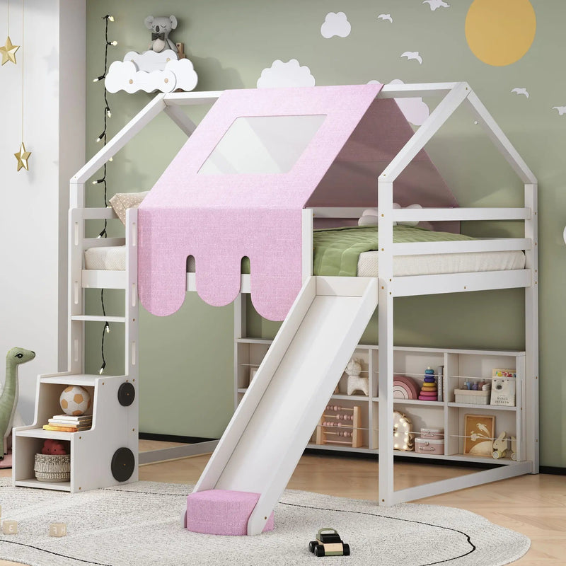 Loft Bed With House Shaped Frame And Tent by HouseOfZazla