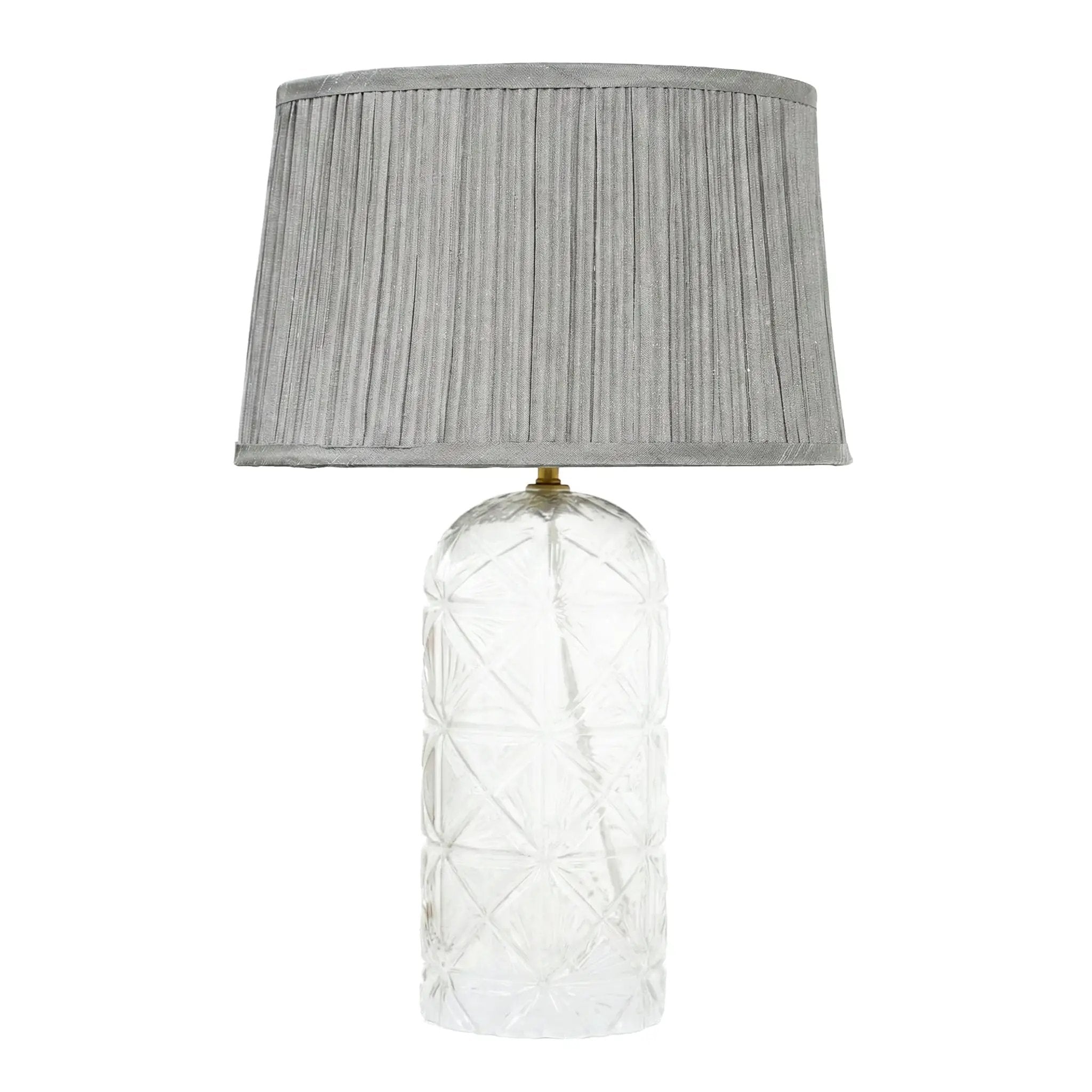 Luxora Decorative Glass Table Lamp with Gold Finish and Grey Shade by HouseOfZazla
