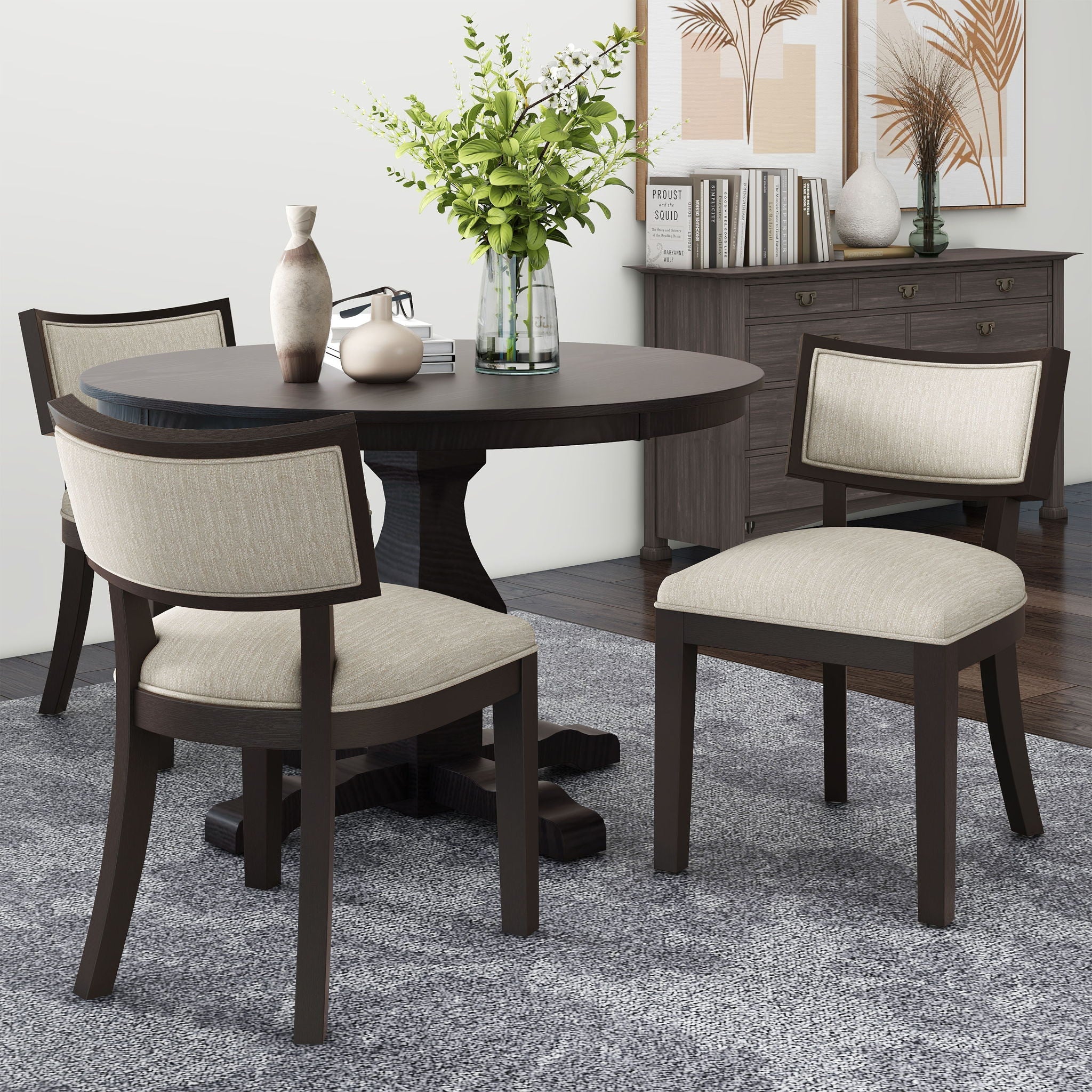 Farmhouse Style Fabric Upholstered Side Dining Chair Set by HouseOfZazla