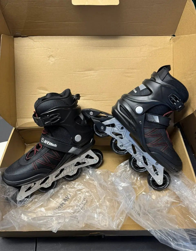 JetHok Fitness Inline Skate, Professional Aluminum Inline Rollerskates Outdoor (Black and Red, Size 7-11) by Selzalot