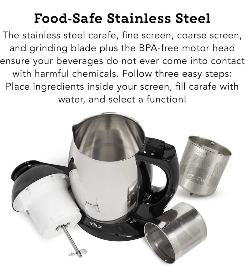 Open Box Tribest SB-130 Soyabella, Automatic Soy Milk and Nut Milk Maker Machine, Stainless Steel Large, Silver by Selzalot
