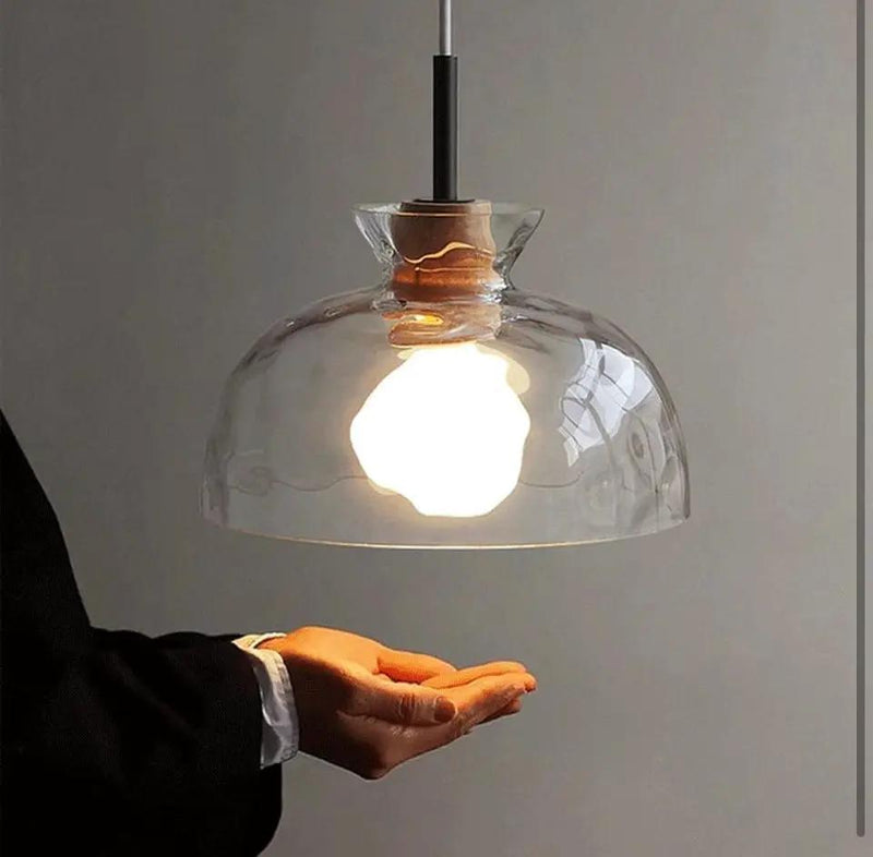 Open Box LTBFDDC Farmhouse Small Pendant Lights Kitchen Island, Adjustable Height Hanging Ceiling Lamp Handblown Glass Dome Clear Hammered Shade For D by Selzalot