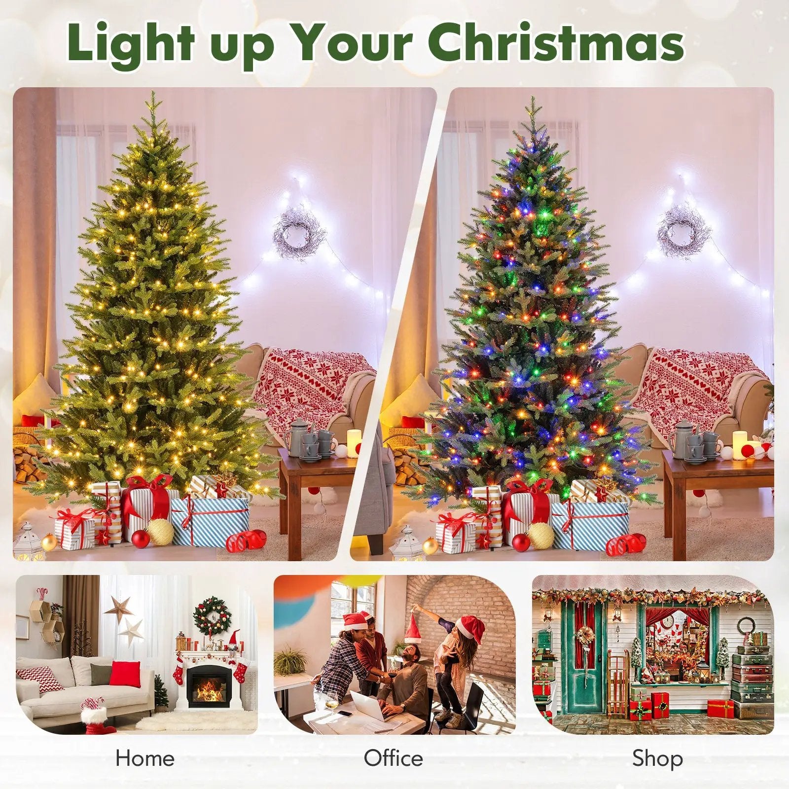 5 Feet Artificial Xmas Tree Hinged with 11 Lighting Modes and Remote Control by DirectDeals
