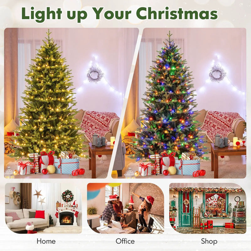 5 Feet Artificial Xmas Tree Hinged with 11 Lighting Modes and Remote Control by DirectDeals