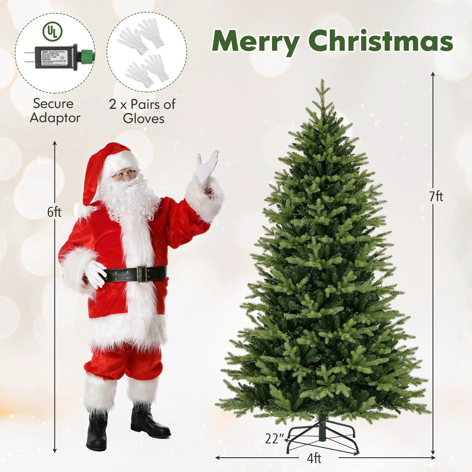 5 Feet Artificial Xmas Tree Hinged with 11 Lighting Modes and Remote Control by DirectDeals