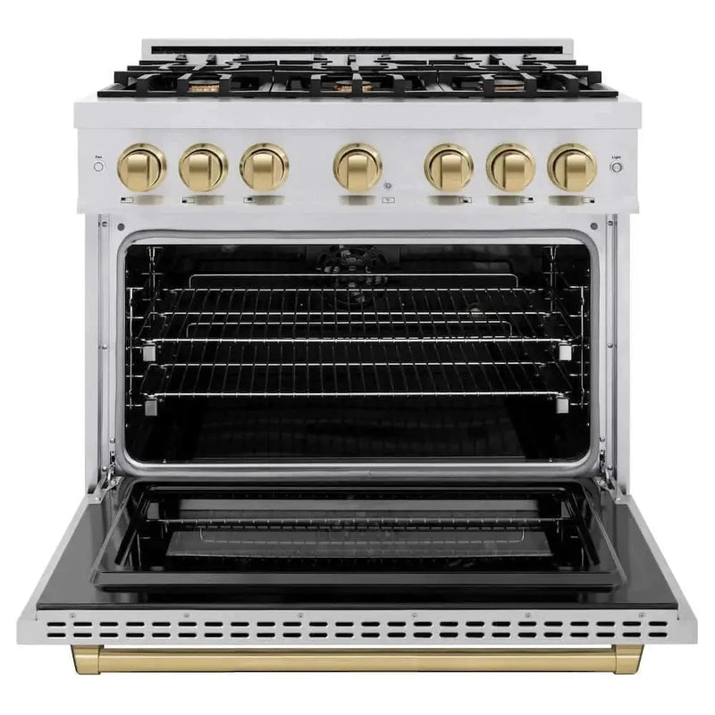 ZLINE 36" Select Dual Fuel Range Gas Cooktop Electric Convection Oven Stainless Steel Champagne Bronze HDRZ-36-CB by Farmhouse Kitchen and Bath