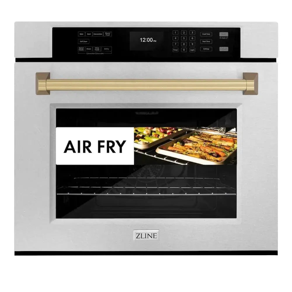 ZLINE 30"Professional True Convection Single Wall Oven, Air Fry, Self Clean, DuraSnow® Champagne Bronze WASSZ-30-CB by Farmhouse Kitchen and Bath