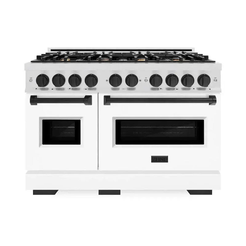ZLINE 48" Dual Fuel Range, Gas Cooktop, Electric Convection Oven DuraSnow® Stainless Steel, Matte Black CDRSZ-48-MB by Farmhouse Kitchen and Bath