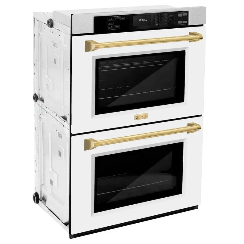 ZLINE 30"Professional True Convection Double Wall Oven, Air Fry, Self Clean, DuraSnow® Gold WADSZ-WM-30-G by Farmhouse Kitchen and Bath